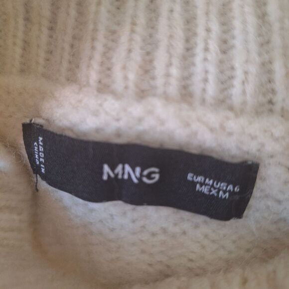 MNG Womens Cream Sweater Dress Alpaca Wool Blend Oversized Chunky Warm Medium - Picture 2 of 9